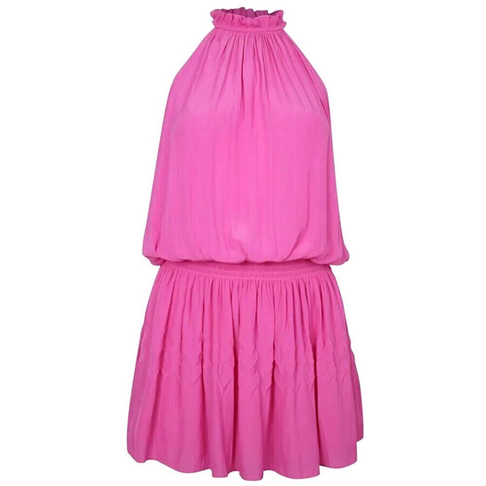 NWT Ramy Brook Karoline Smocked Mini in Hot Pink Blouson Dress M $395